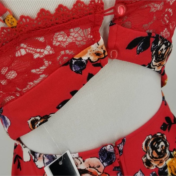 Trixxi Juniors' Floral Lace-Back Fit & Flare Mini Dress Size XL NEW - Picture 6 of 16